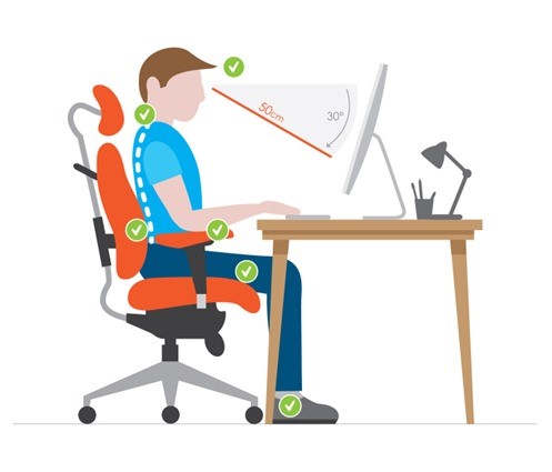 Ghế công thái học hỗ trợ tư thế ngồi thẳng lưng, hạn chế đau mỏi